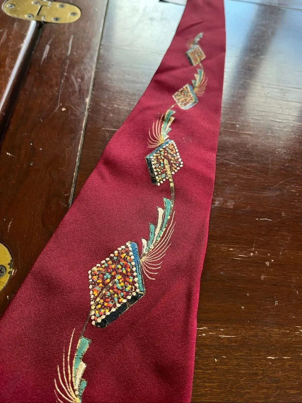 VTG Hand Painted Necktie Burgess & Holt Maurer Mid Century Atomic Novelty Tie